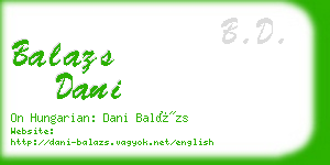 balazs dani business card